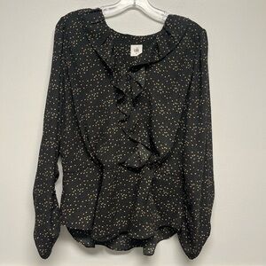 Cabi Eros Heart Print Black Blouse Top